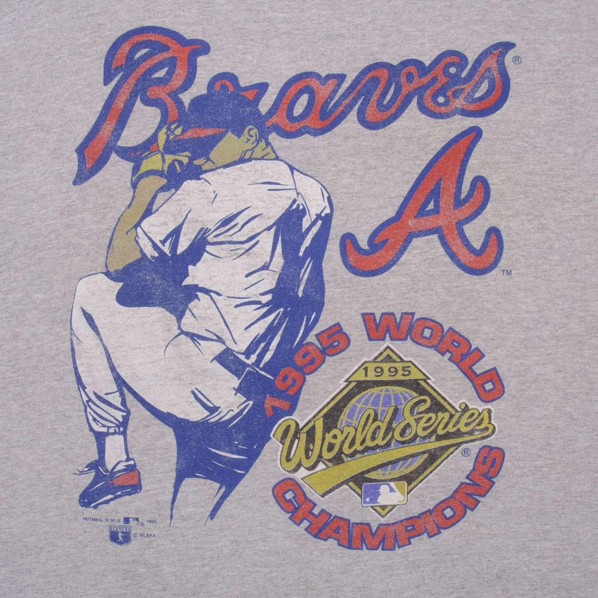 VINTAGE MLB ATLANTA BRAVES CHAMPIONS 1995 TEE SHIRT SIZE MEDIUM MADE IN USA