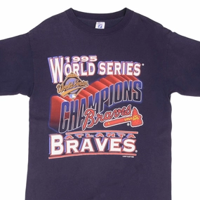 VINTAGE MLB ATLANTA BRAVES CHAMPIONS 1995 TEE SHIRT SIZE MEDIUM MADE IN USA