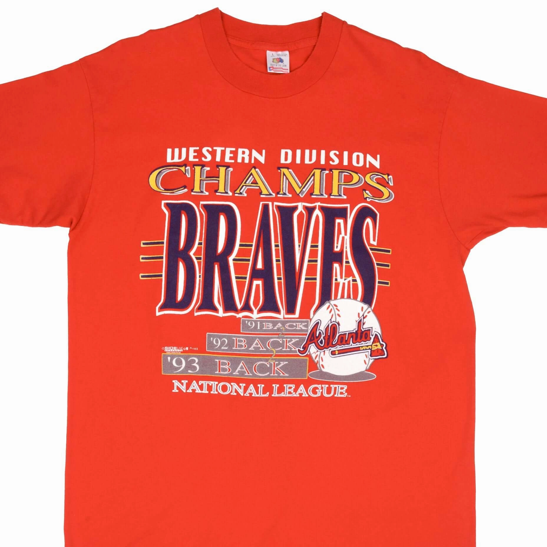 VINTAGE MLB ATLANTA BRAVES CHAMPS 1993 TEE SHIRT SIZE LARGE MADE IN USA