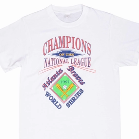 VINTAGE MLB ATLANTA BRAVES NATIONAL LEAGUE 1991 CHAMPS TEE SHIRT MEDIUM MADE USA
