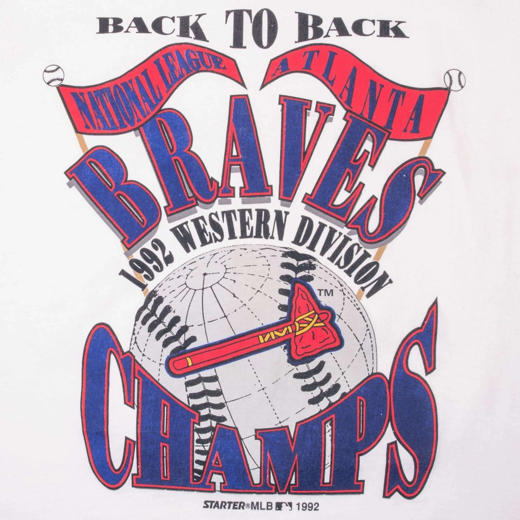 VINTAGE MLB ATLANTA BRAVES WESTERN CHAMPS 1992 TEE SHIRT MEDIUM MADE USA