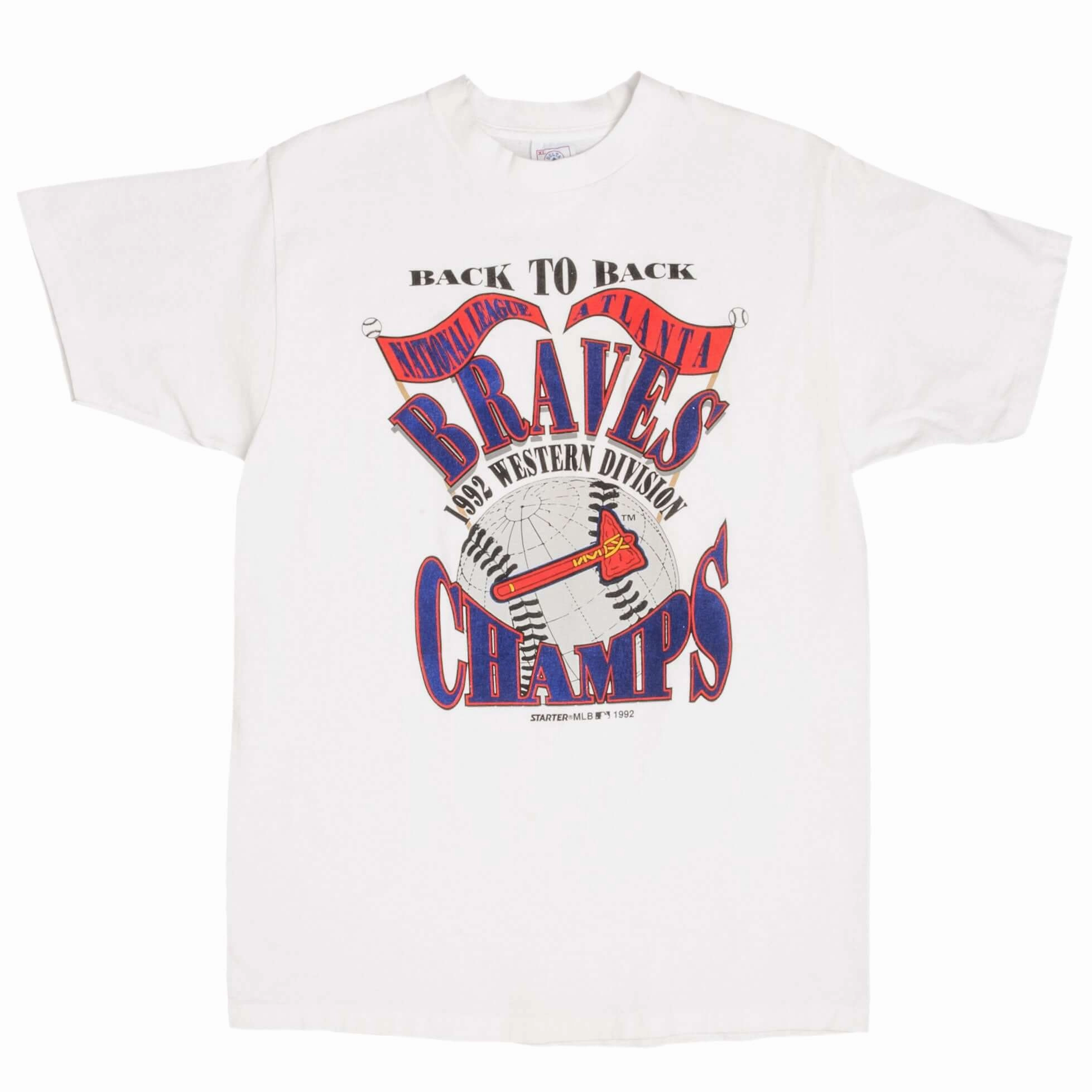 VINTAGE MLB ATLANTA BRAVES WESTERN CHAMPS 1992 TEE SHIRT MEDIUM MADE USA
