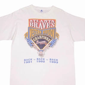 VINTAGE MLB ATLANTA BRAVES WESTERN DIV CHAMPIONS 1993 TEE SHIRT XL MADE IN USA