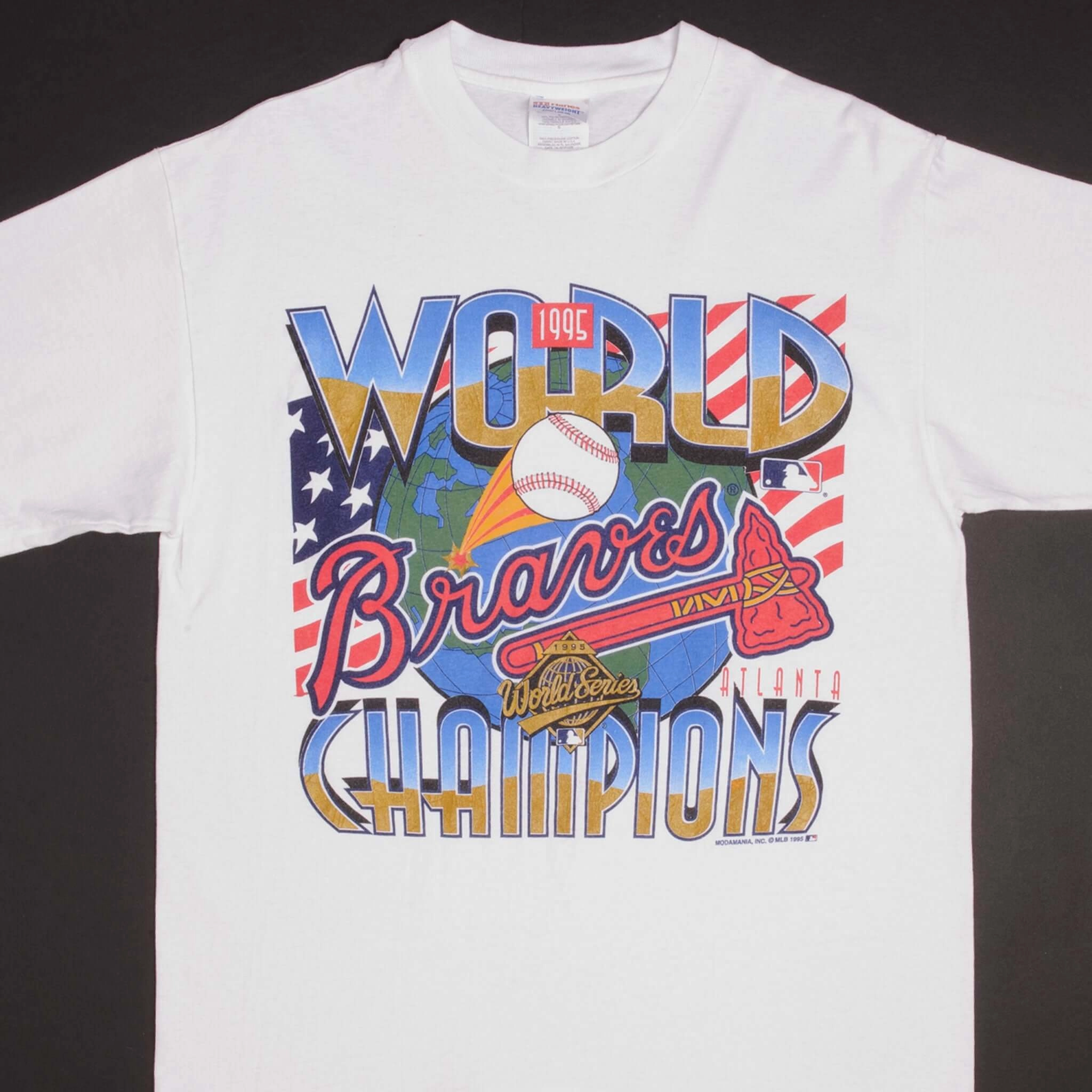 VINTAGE MLB ATLANTA BRAVES WORLD CHAMPIONS 1995 TEE SHIRT LARGE