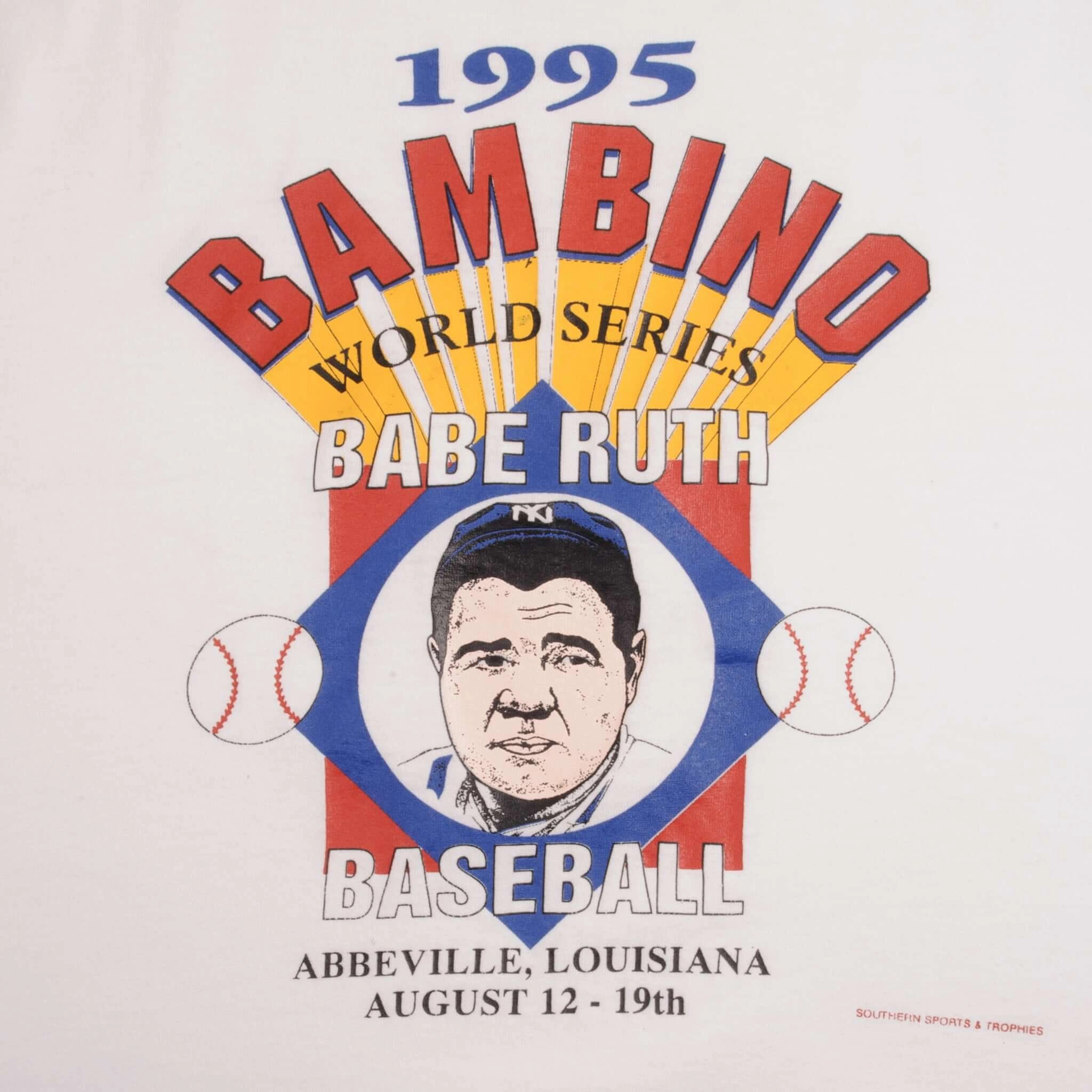 VINTAGE MLB BABE RUTH BAMBINO NY YANKEES 1995 TEE SHIRT SIZE LARGE MADE IN USA