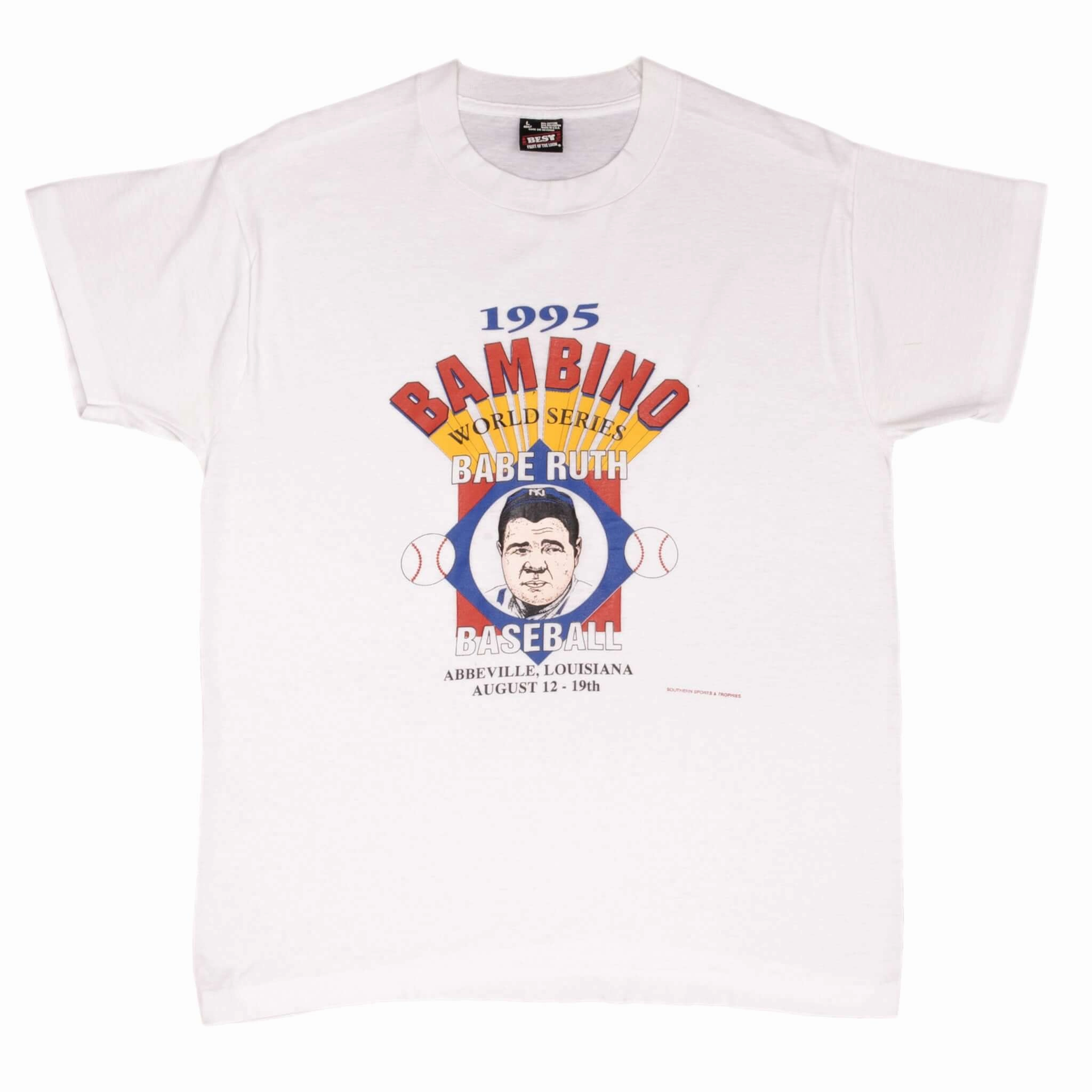 VINTAGE MLB BABE RUTH BAMBINO NY YANKEES 1995 TEE SHIRT SIZE LARGE MADE IN USA