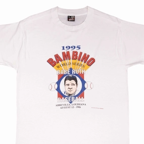 VINTAGE MLB BABE RUTH BAMBINO NY YANKEES 1995 TEE SHIRT SIZE LARGE MADE IN USA