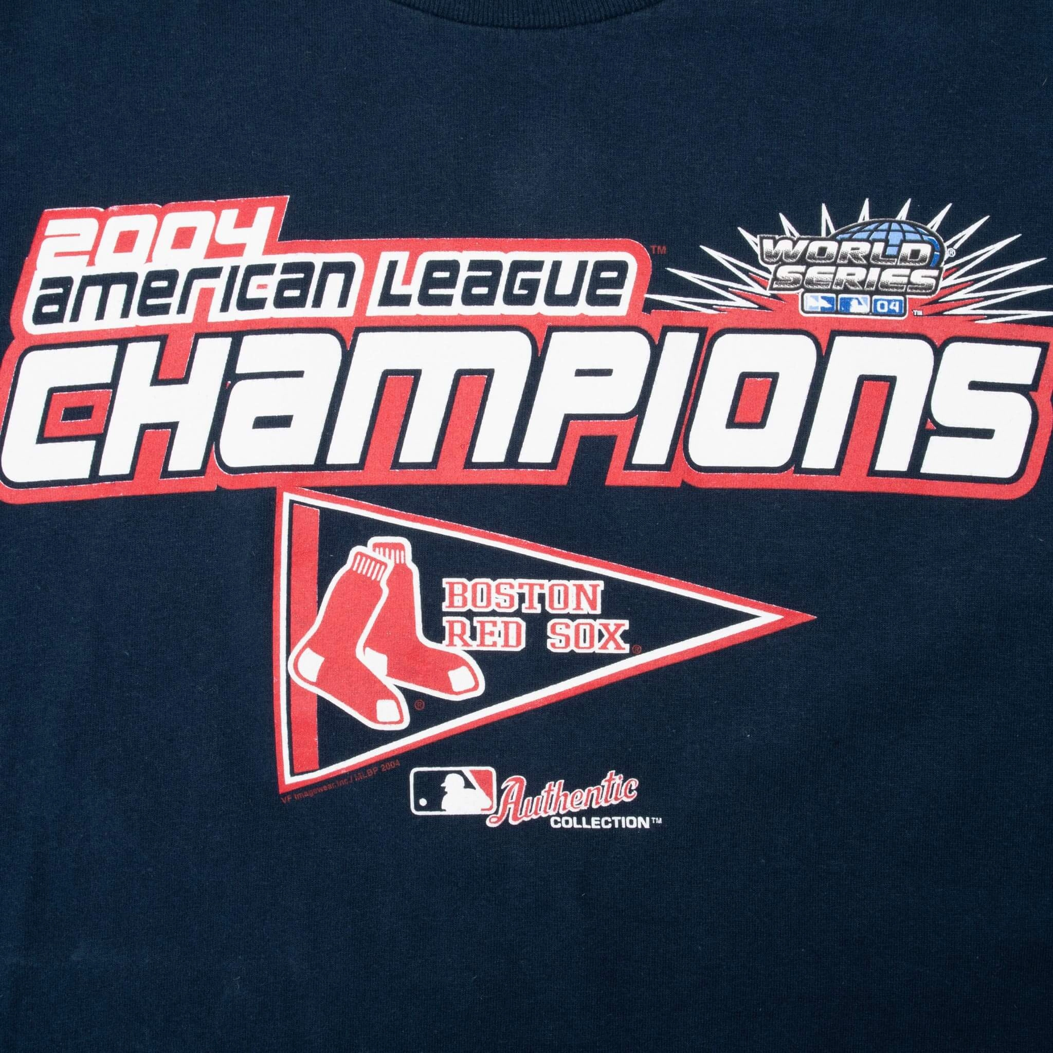 VINTAGE MLB BOSTON RED SOX AMERICAN CHAMPIONS 2004 TEE SHIRT LARGE