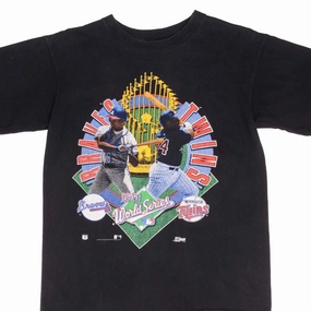 VINTAGE MLB BRAVES VS TWINS WORLD SERIES 1991 TEE SHIRT SIZE MEDIUM MADE IN USA