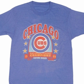 VINTAGE MLB CHICAGO CUBS CHAMPIONS 1989 TEE SHIRT SIZE MEDIUM MADE IN USA