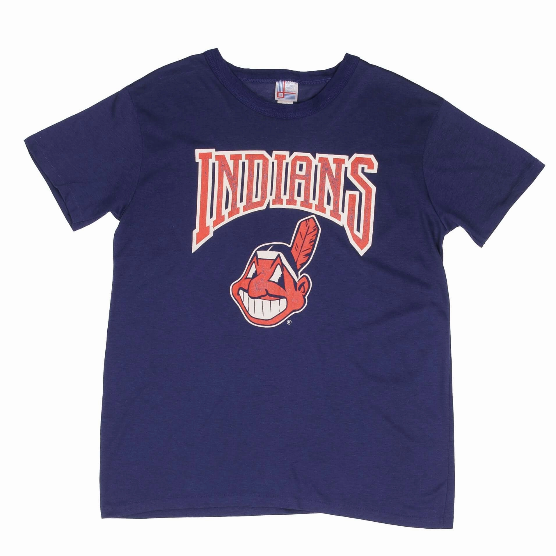 VINTAGE MLB CLEVELAND INDIANS 1980S TEE SHIRT SIZE LARGE MADE IN USA