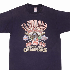 VINTAGE MLB CLEVELAND INDIANS AMERICAN LEAGUE CHAMPIONS 1995 TEE SHIRT SIZE XL
