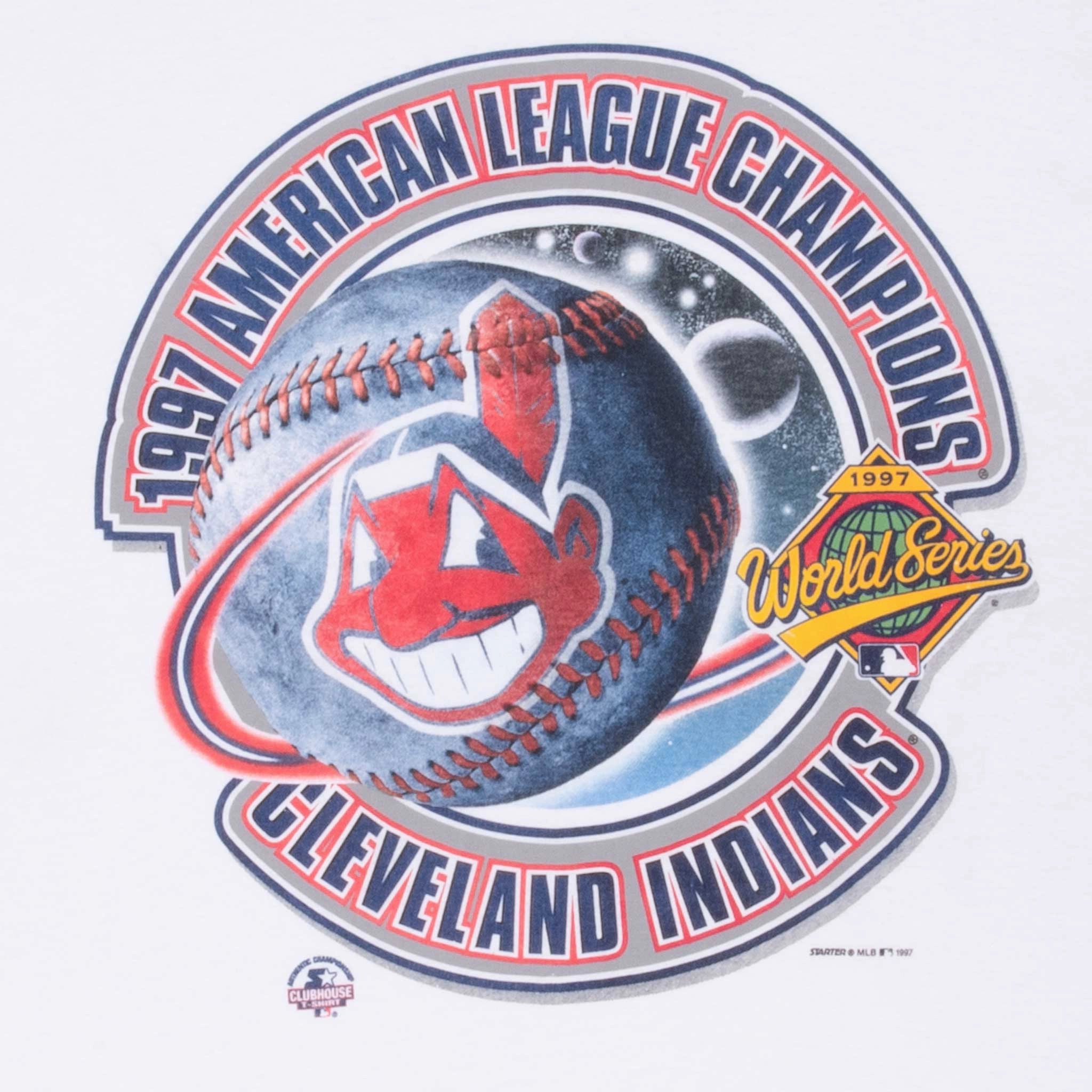 VINTAGE MLB CLEVELAND INDIANS AMERICAN LEAGUE CHAMPIONS 1997 TEE SHIRT 2XL