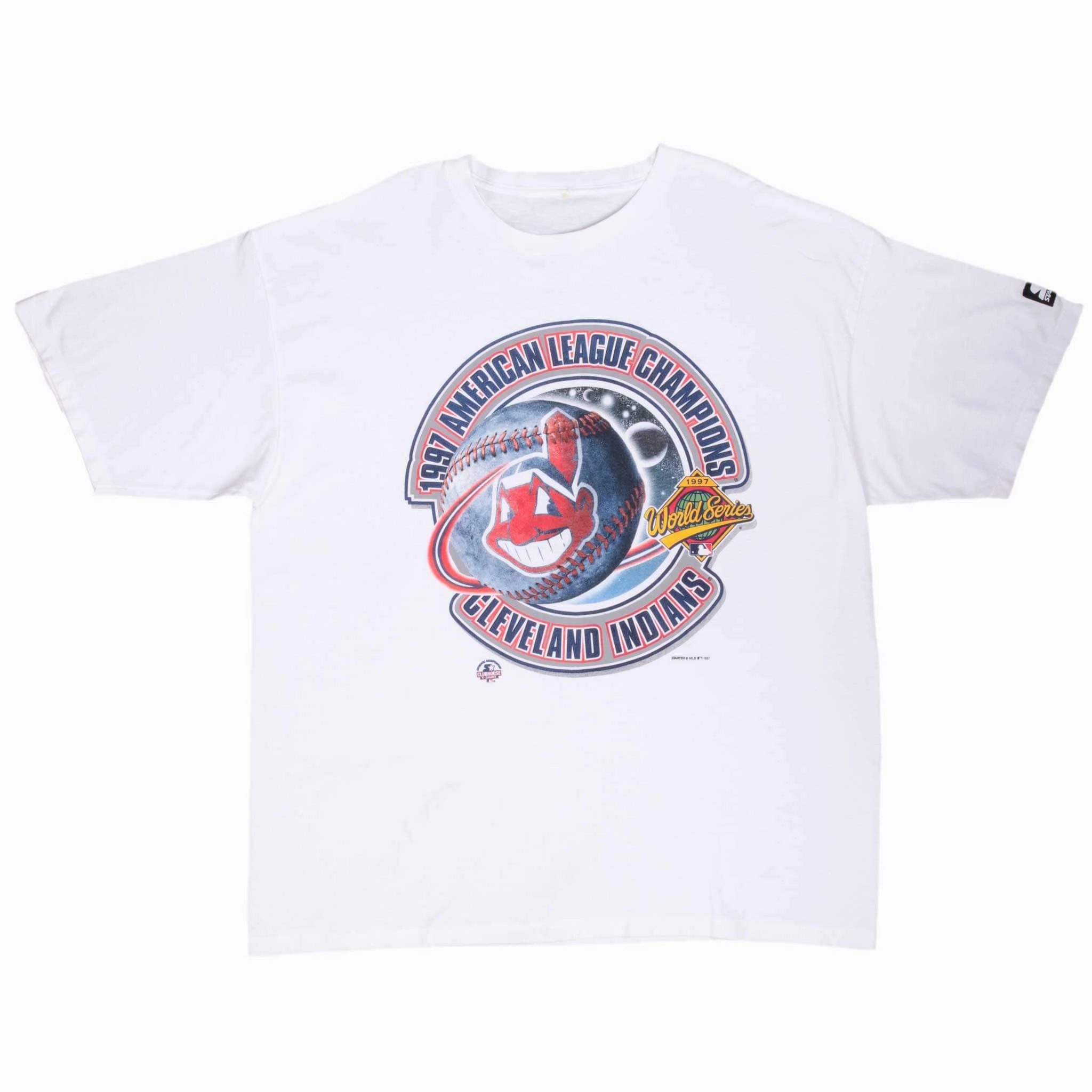 VINTAGE MLB CLEVELAND INDIANS AMERICAN LEAGUE CHAMPIONS 1997 TEE SHIRT 2XL