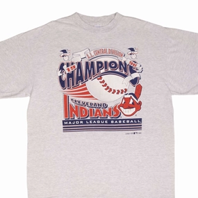 VINTAGE MLB CLEVELAND INDIANS CENTRAL DIVISION CHAMPIONS 1996 TEE SHIRT SIZE XL