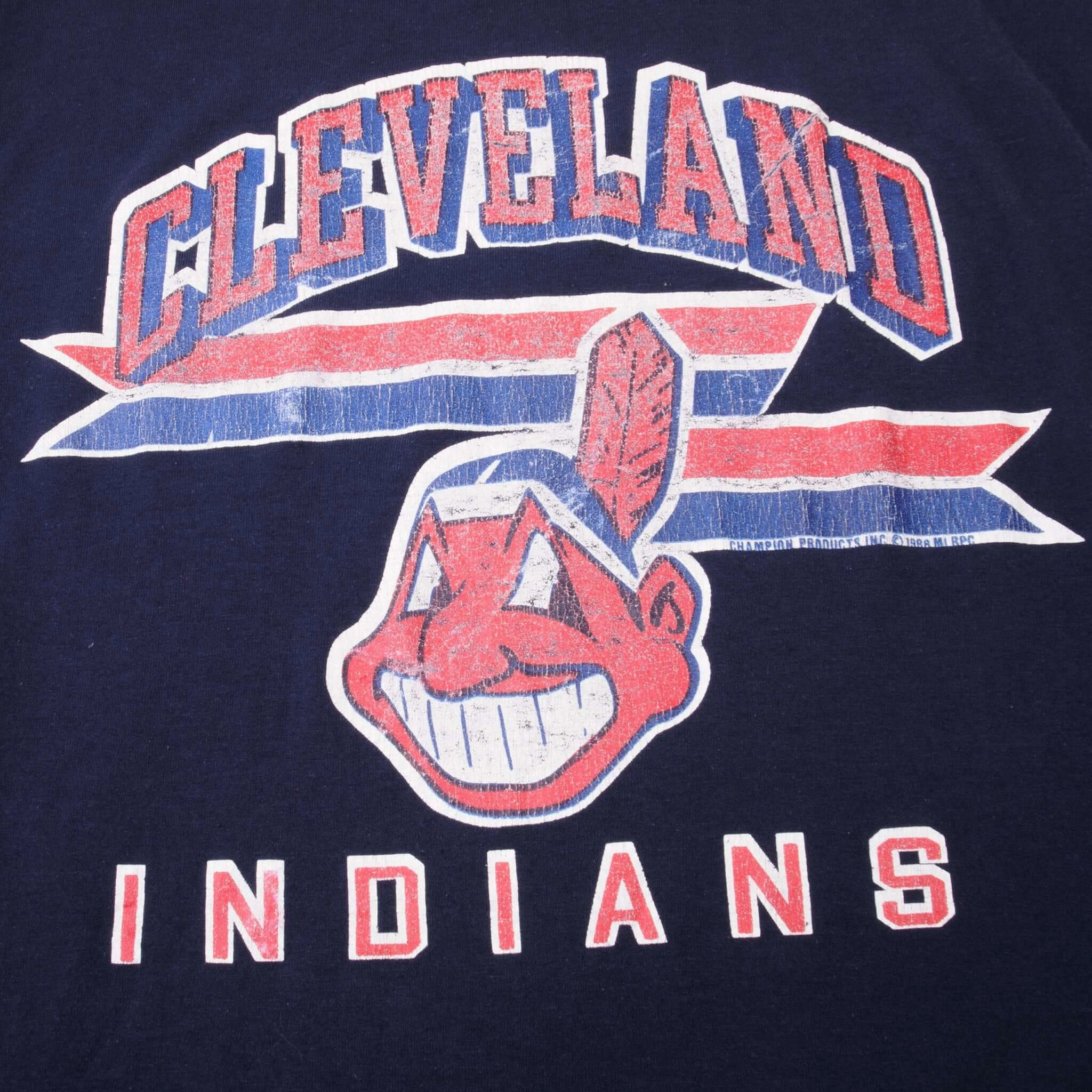 VINTAGE MLB CLEVELAND INDIANS CHAMPION TEE SHIRT 1988 SIZE LARGE MADE IN USA