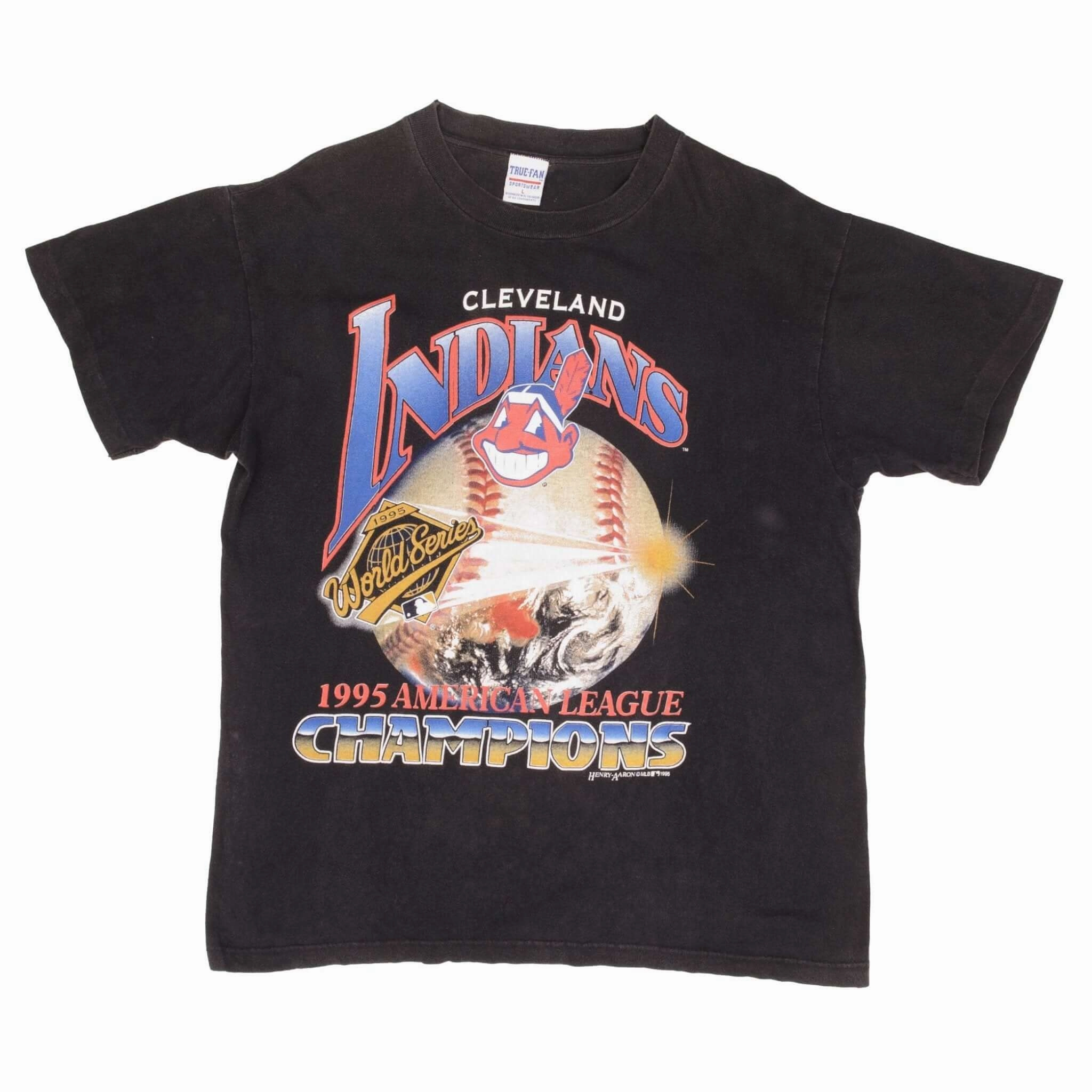 VINTAGE MLB CLEVELAND INDIANS CHAMPIONS 1995 TEE SHIRT SIZE LARGE