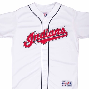 VINTAGE MLB CLEVELAND INDIANS MAJESTIC JERSEY 1990S MEDIUM MADE IN USA