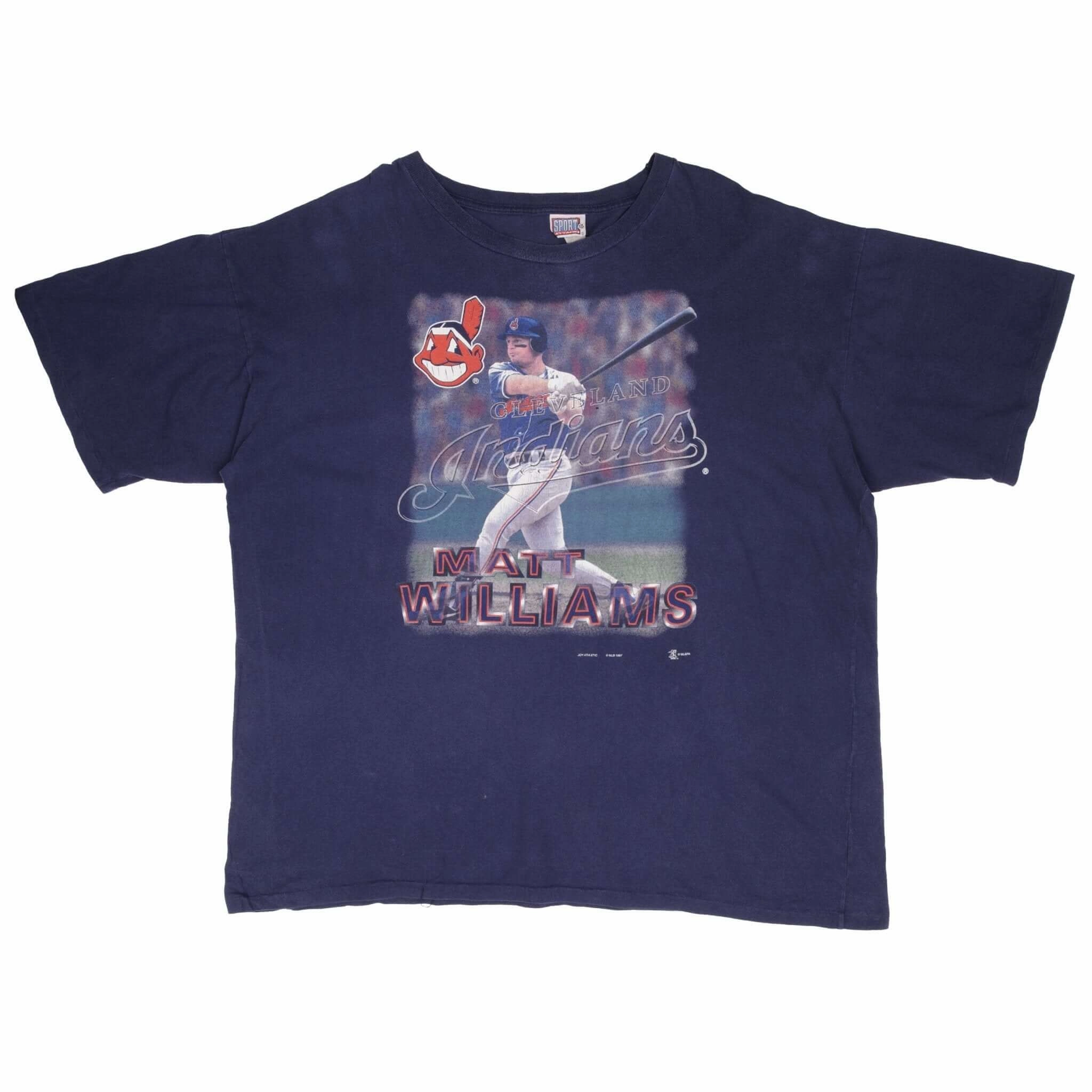 VINTAGE MLB CLEVELAND INDIANS MATT WILLIAMS 1997 TEE SHIRT SIZE 2XL MADE IN USA