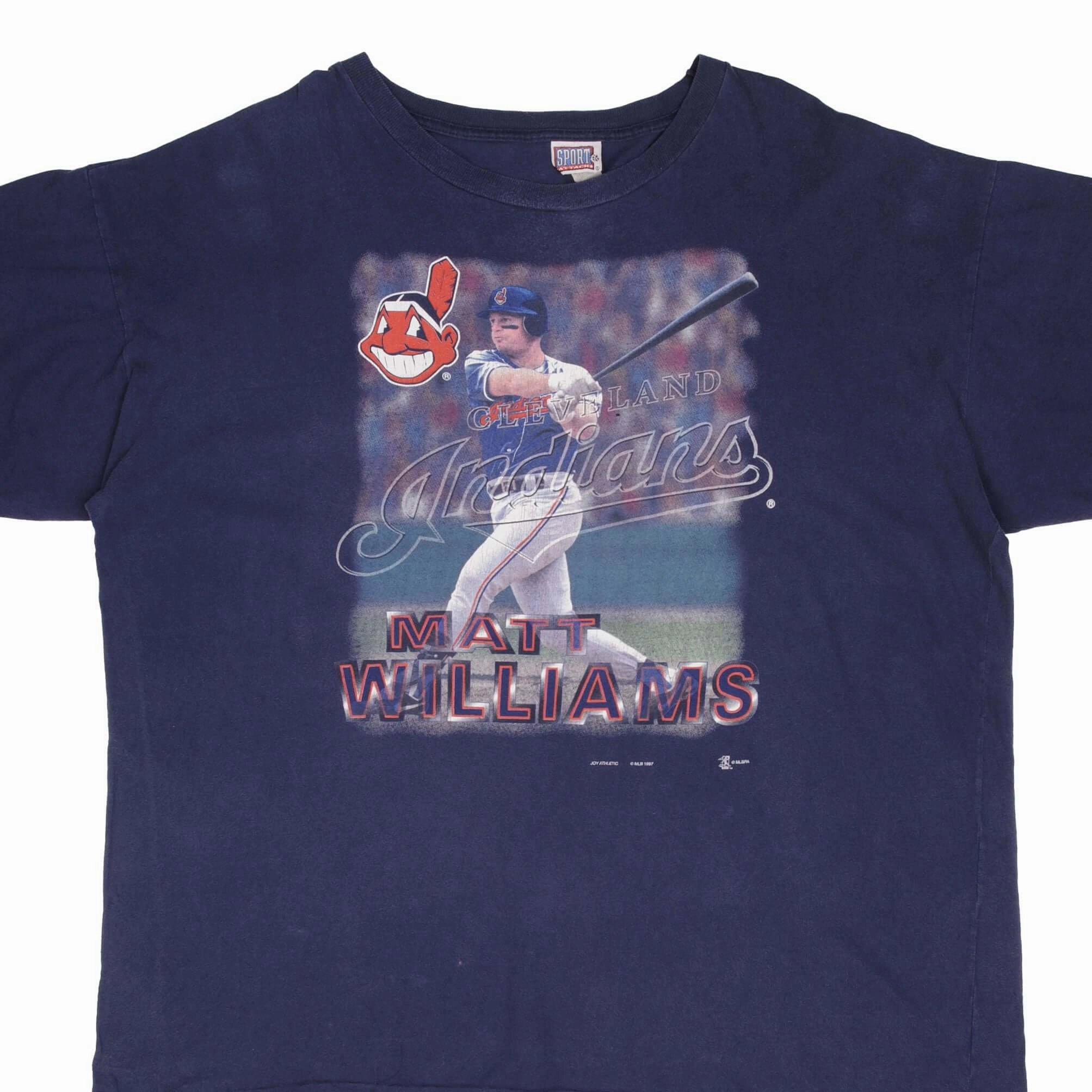 VINTAGE MLB CLEVELAND INDIANS MATT WILLIAMS 1997 TEE SHIRT SIZE 2XL MADE IN USA