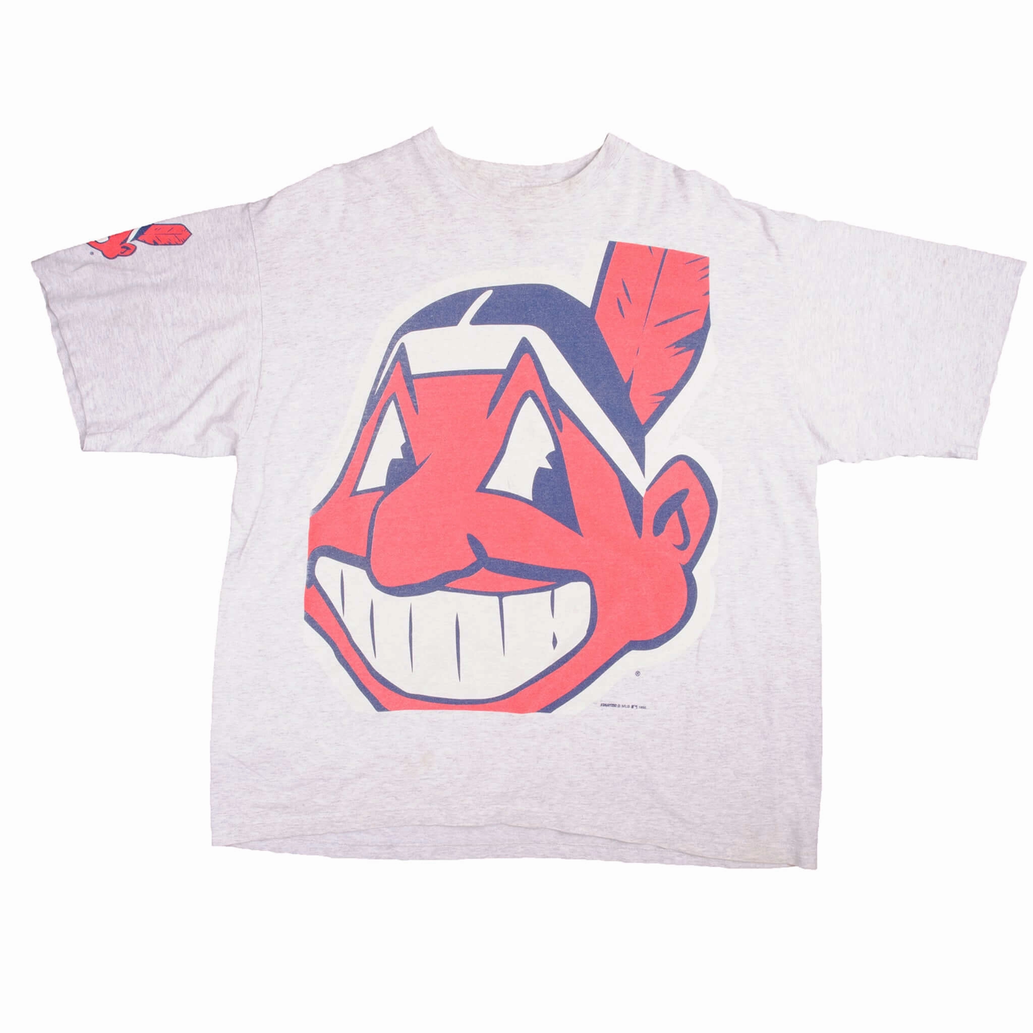 VINTAGE MLB CLEVELAND INDIANS WITH CHIEF WAHOO TEE SHIRT 1995 SIZE 2XL MADE IN USA