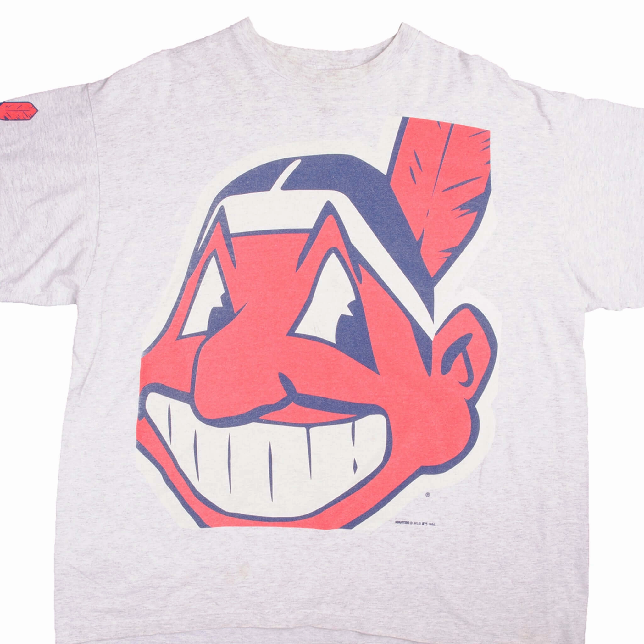 VINTAGE MLB CLEVELAND INDIANS WITH CHIEF WAHOO TEE SHIRT 1995 SIZE 2XL MADE IN USA