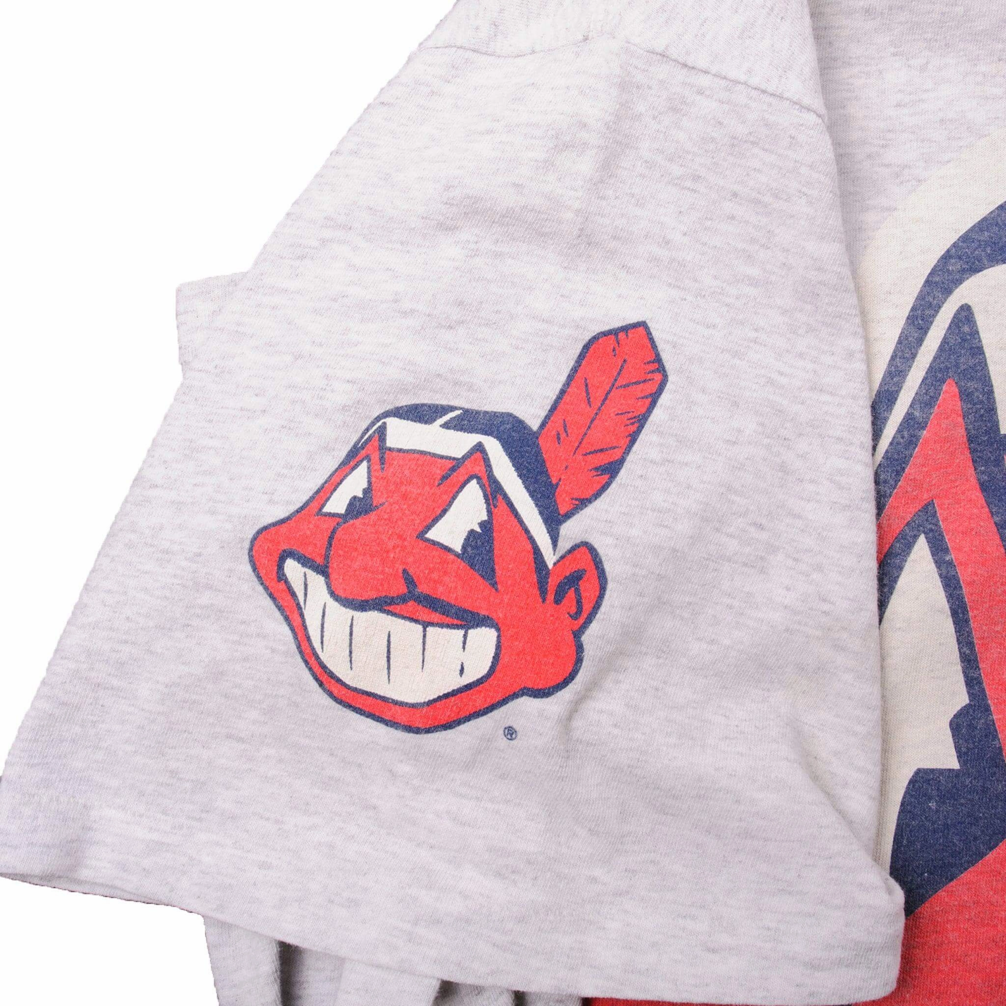 VINTAGE MLB CLEVELAND INDIANS WITH CHIEF WAHOO TEE SHIRT 1995 SIZE 2XL MADE IN USA