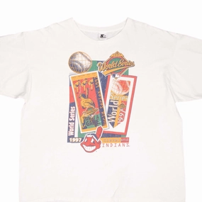 VINTAGE MLB CLEVELAND INDIANS WORLD SERIES 1997 TEE SHIRT SIZE XL MADE IN USA