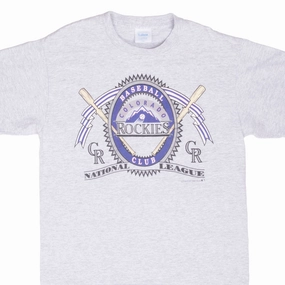 VINTAGE MLB COLORADO ROCKIES 1991 GREY TEE SHIRT MEDIUM MADE IN USA