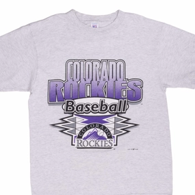 VINTAGE MLB COLORADO ROCKIES 1998 GREY TEE SHIRT SIZE LARGE