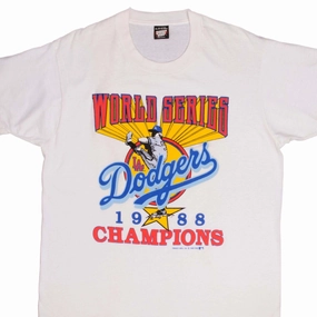 VINTAGE MLB LOS ANGELES DODGERS CHAMPIONS 1988 TEE SHIRT XL MADE USA
