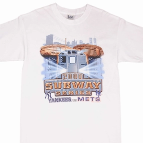 VINTAGE MLB NEW YORK NY YANKEES VS METS SUBWAY SERIES TEE SHIRT 2000 SIZE LARGE