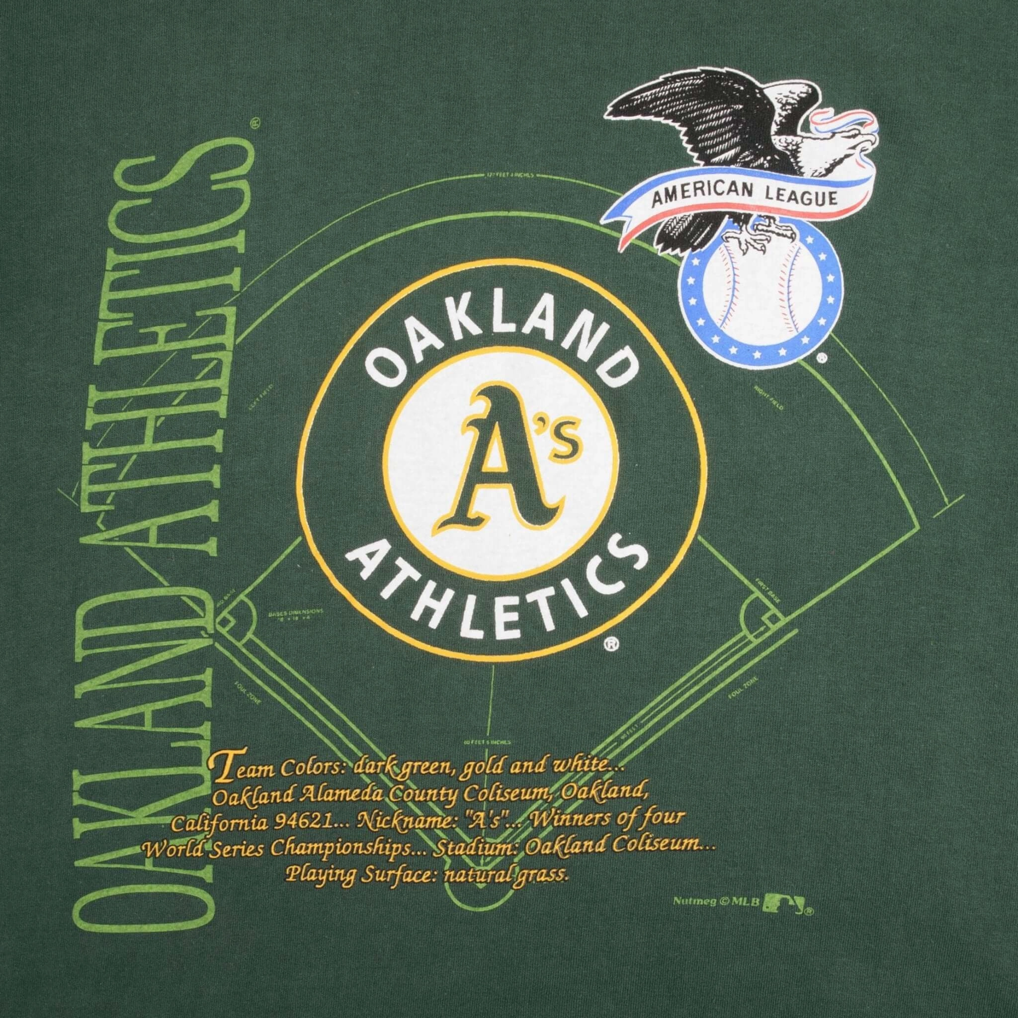 VINTAGE MLB OAKLAND ATHLETICS 1990S TEE SHIRT SIZE SMALL MADE IN USA