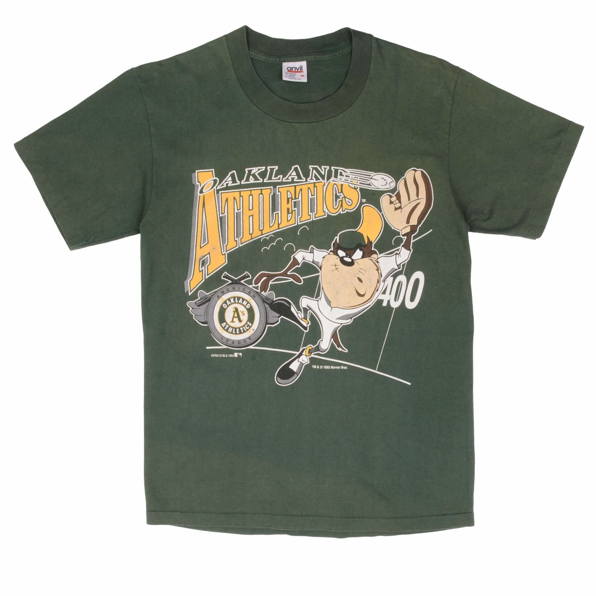 VINTAGE MLB OAKLAND ATHLETICS LOONEY TUNES TAZ 1993 TEE SHIRT MEDIUM MADE IN USA