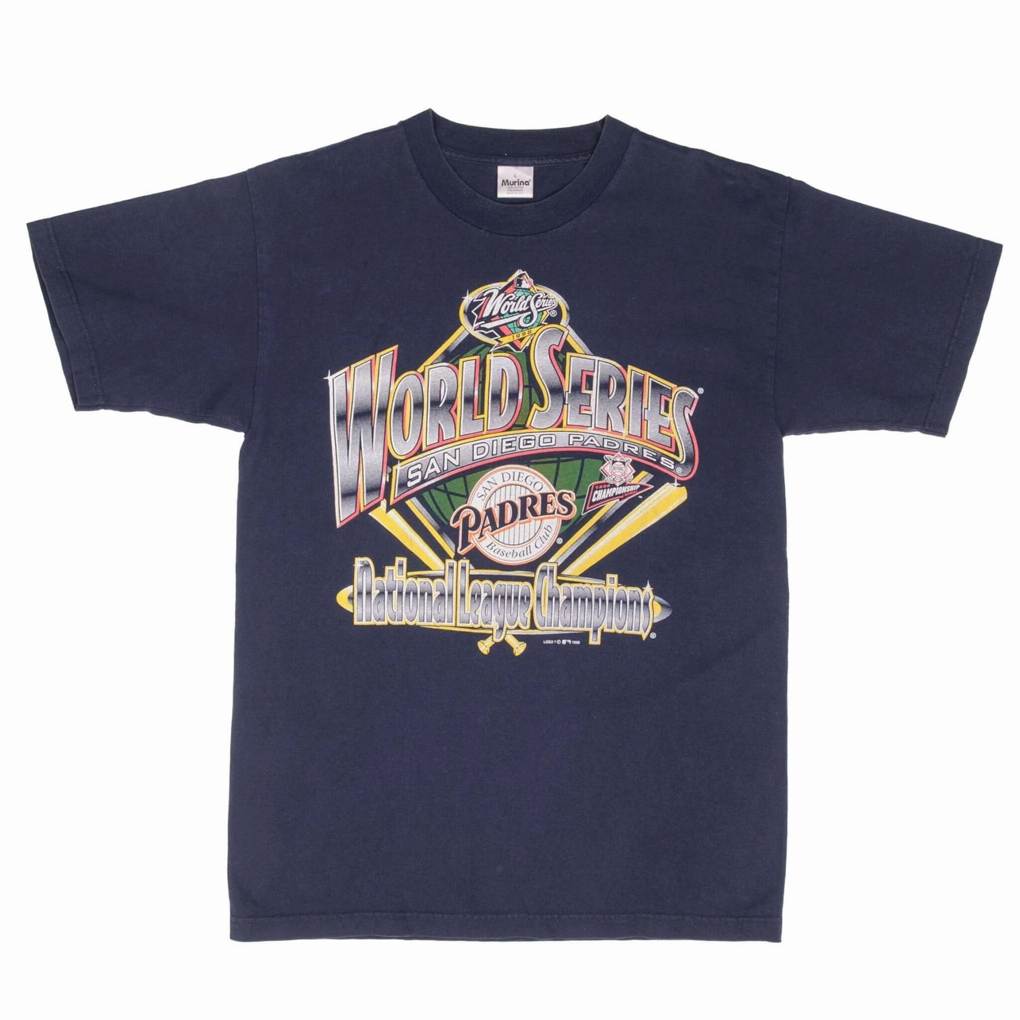 VINTAGE MLB SAN DIEGO PADRES NATIONAL CHAMPIONS 1998 TEE SHIRT LARGE MADE IN USA