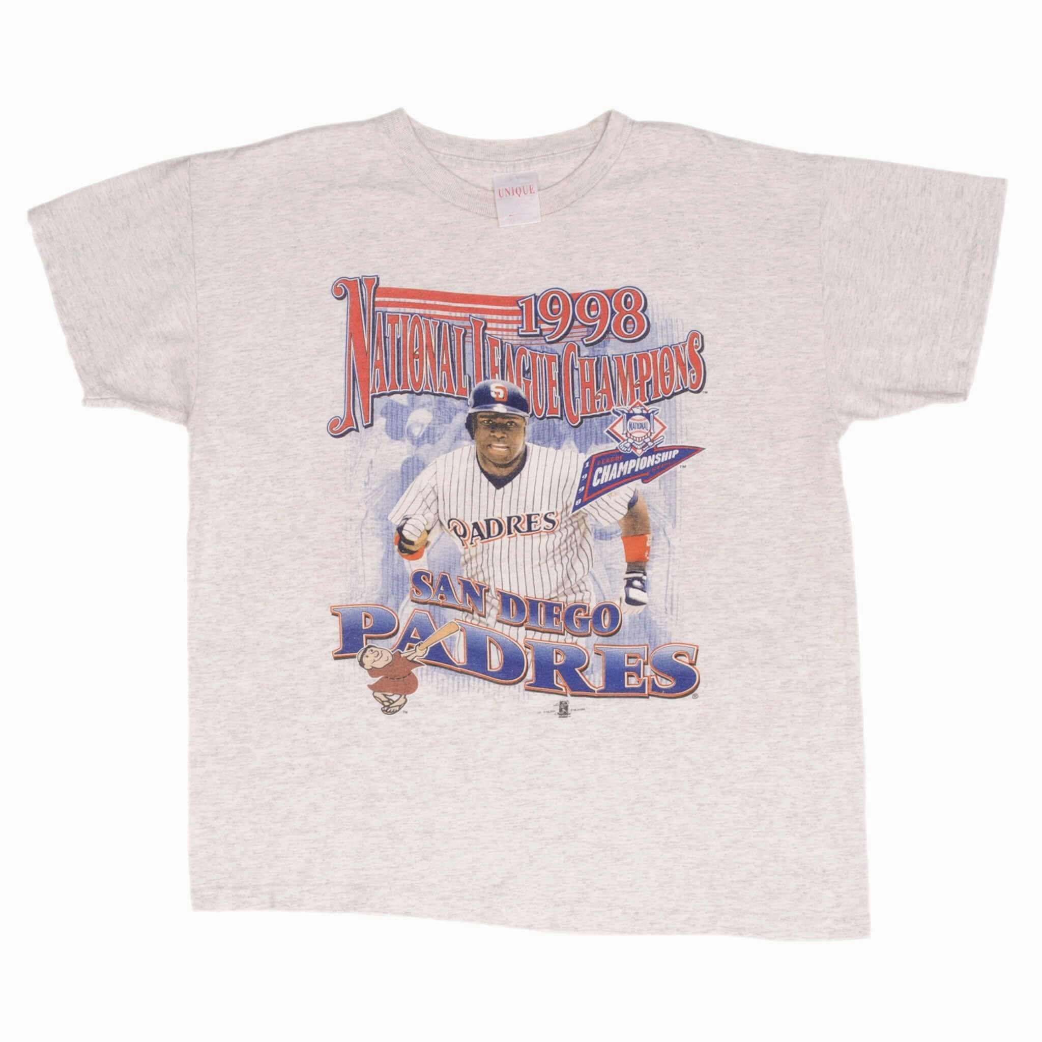 VINTAGE MLB SAN DIEGO PADRES NATIONAL LEAGUE CHAMPIONS 1998 TEE SHIRT XL YOUTH
