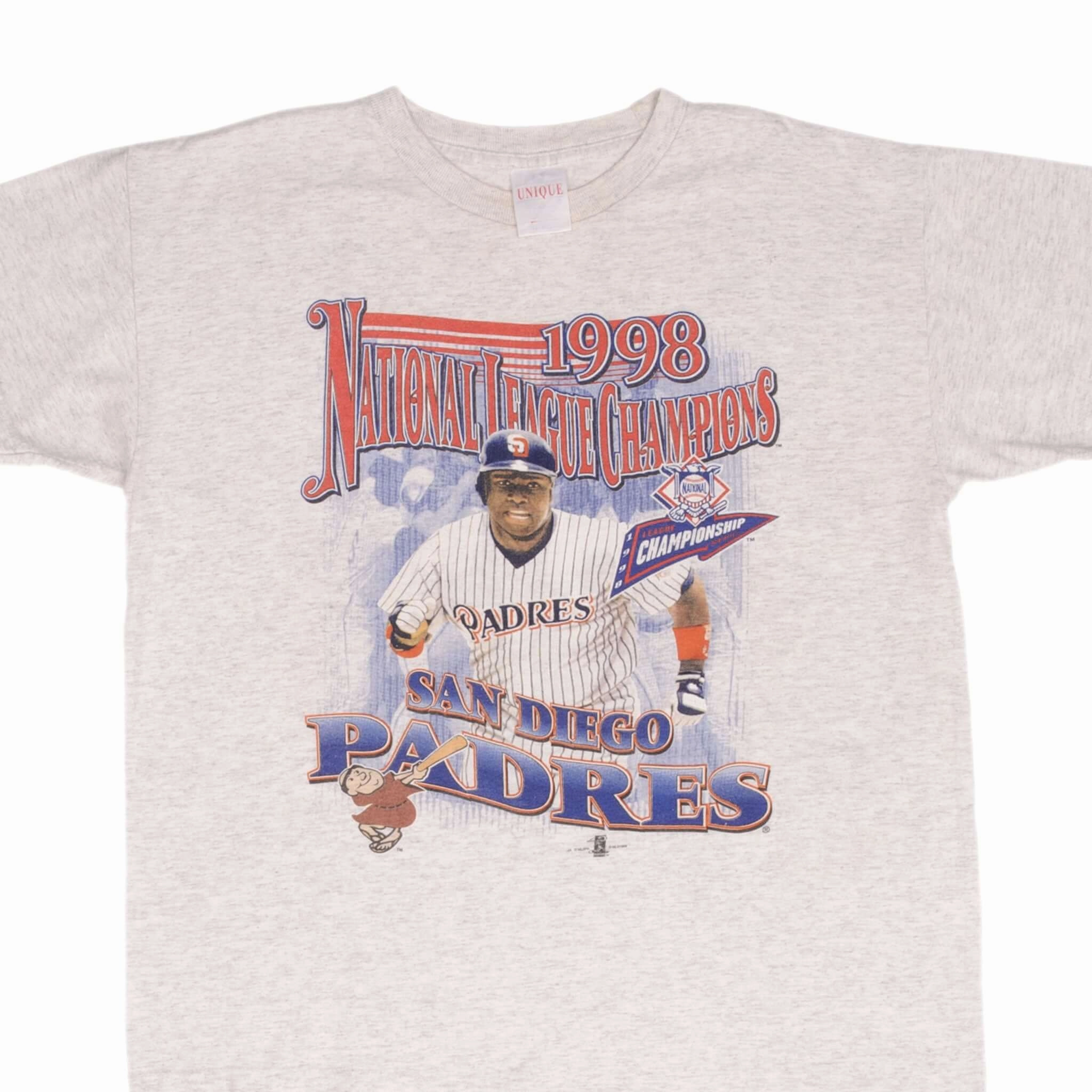 VINTAGE MLB SAN DIEGO PADRES NATIONAL LEAGUE CHAMPIONS 1998 TEE SHIRT XL YOUTH
