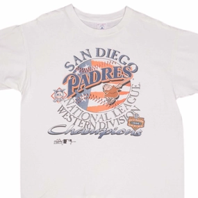 VINTAGE MLB SAN DIEGO PADRES WESTERN CHAMPIONS 1995 TEE SHIRT LARGE MADE IN USA