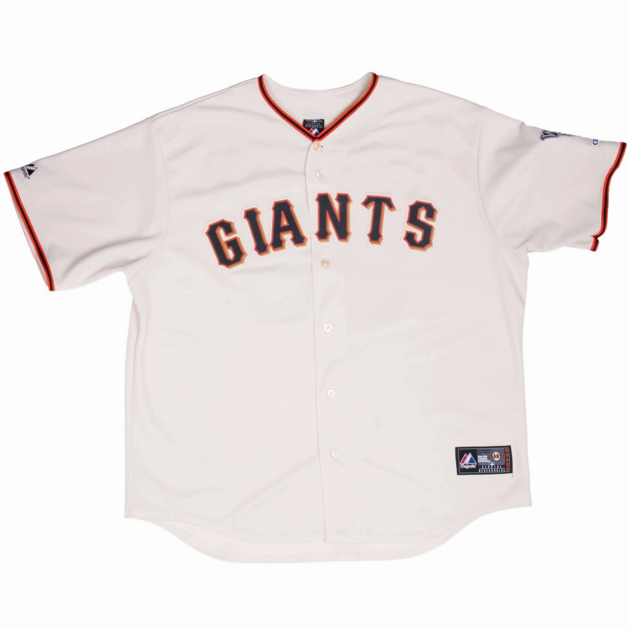 VINTAGE MLB SAN FRANCISCO GIANTS WORLD SERIES 2010 MAJESTIC JERSEY 2XL MADE IN USA