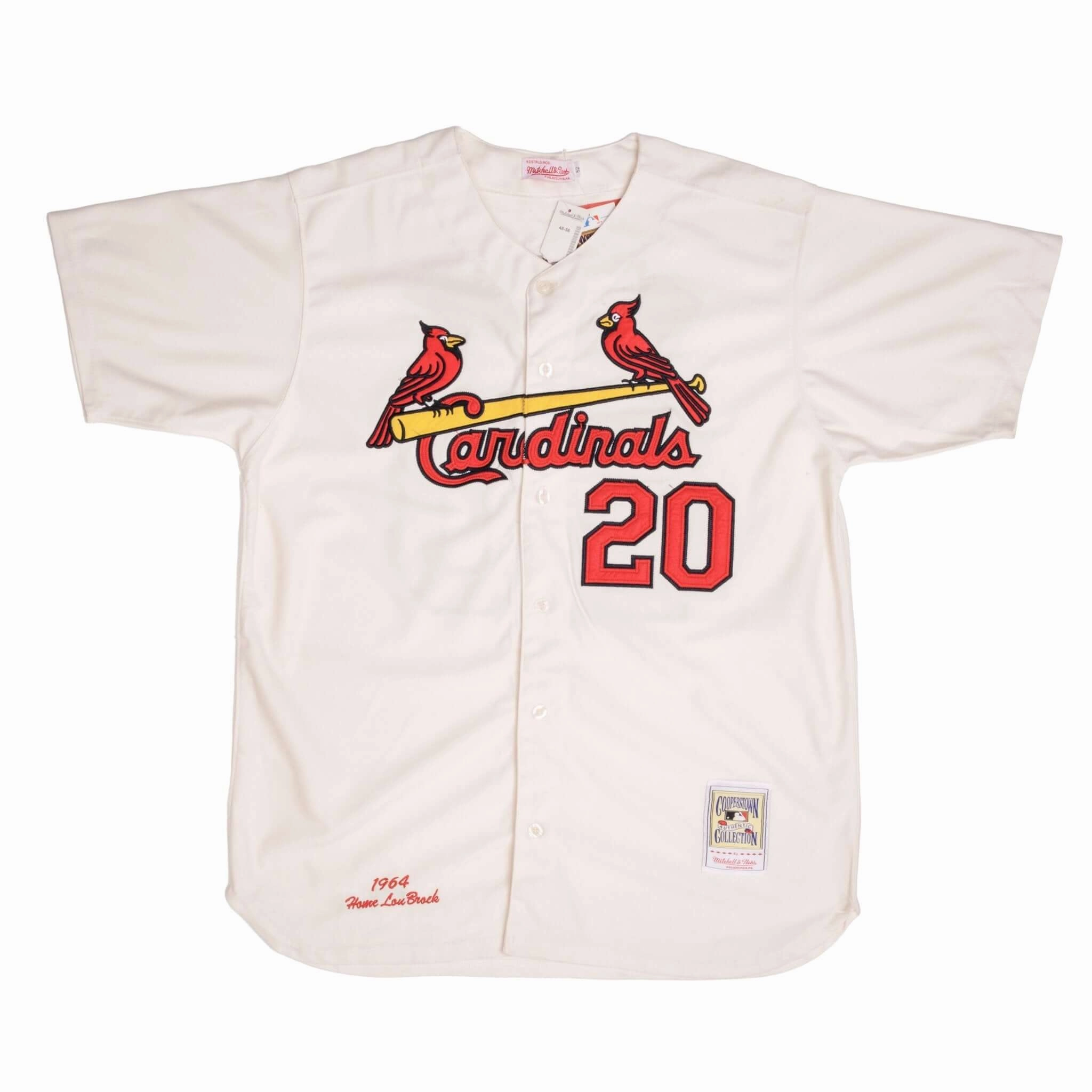 VINTAGE MLB ST LOUIS CARDINALS LOU BROCK MITCHELL & NESS JERSEY SZE 52 DEADSTOCK