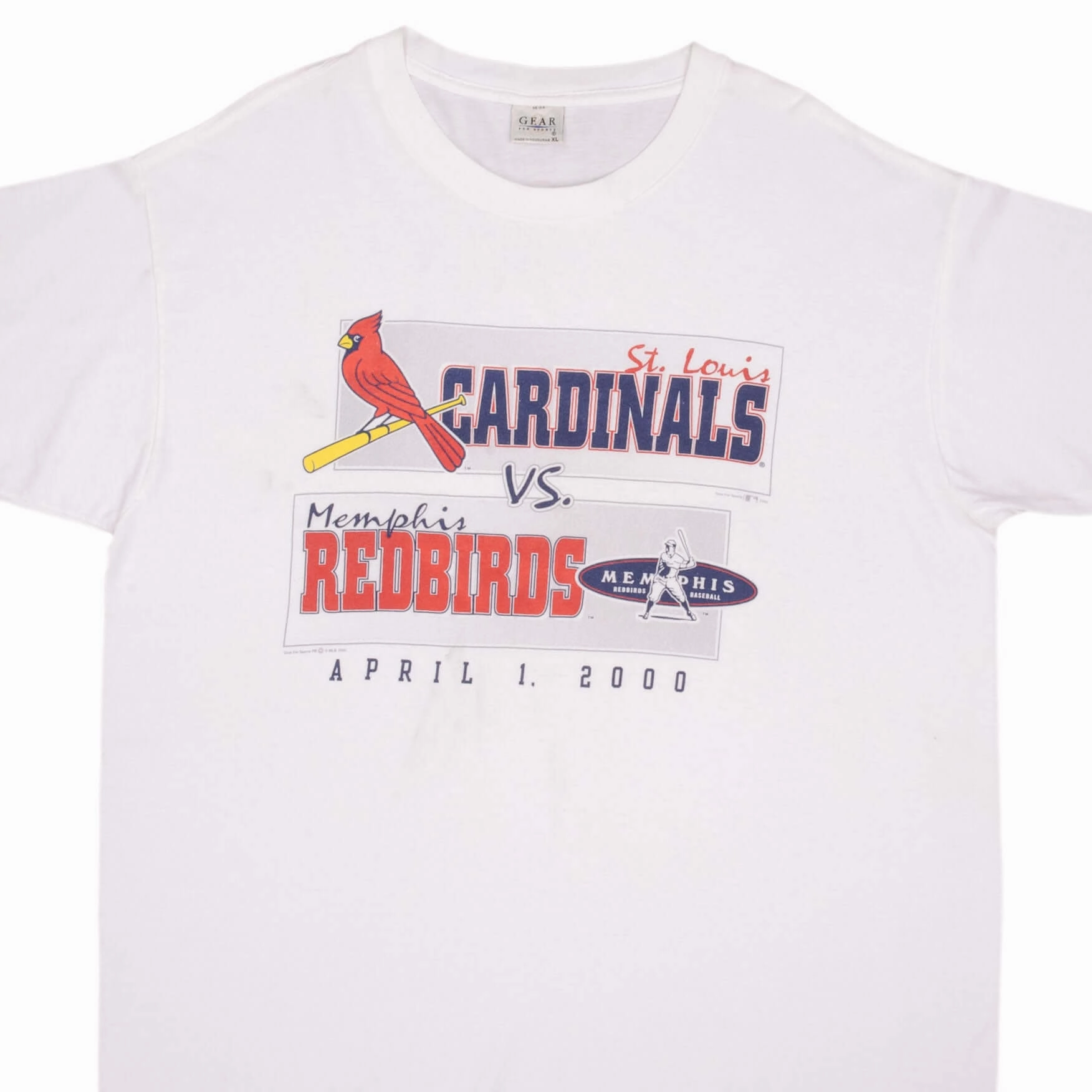 VINTAGE MLB ST LOUIS CARDINALS VS MEMPHIS REDBIRDS TEE SHIRT 2000 SIZE XL