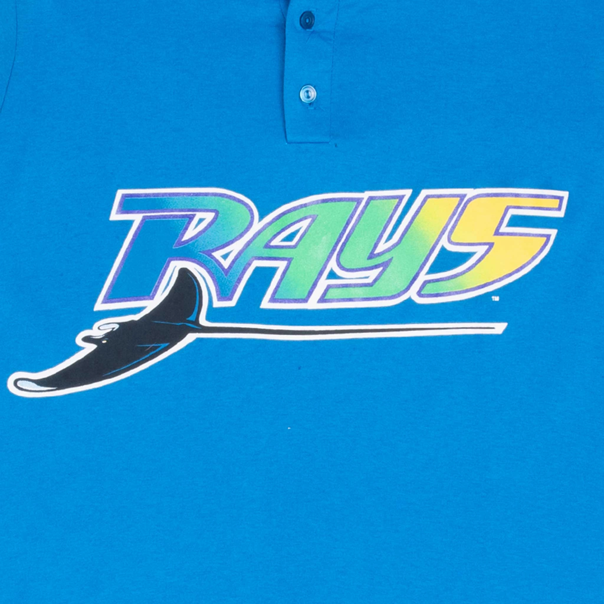 VINTAGE MLB TAMPA BAY RAYS HENLEY TEE SHIRT 1990S XL MADE IN USA