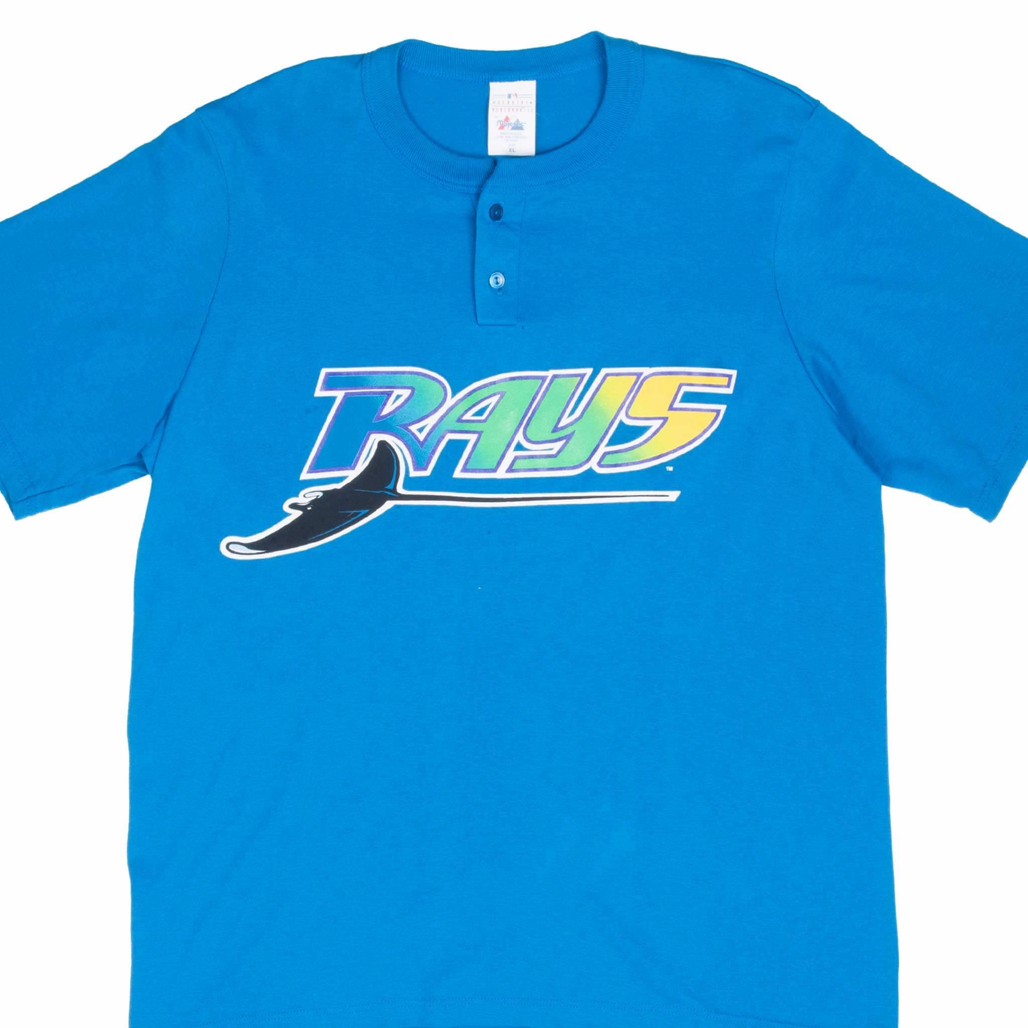 VINTAGE MLB TAMPA BAY RAYS HENLEY TEE SHIRT 1990S XL MADE IN USA