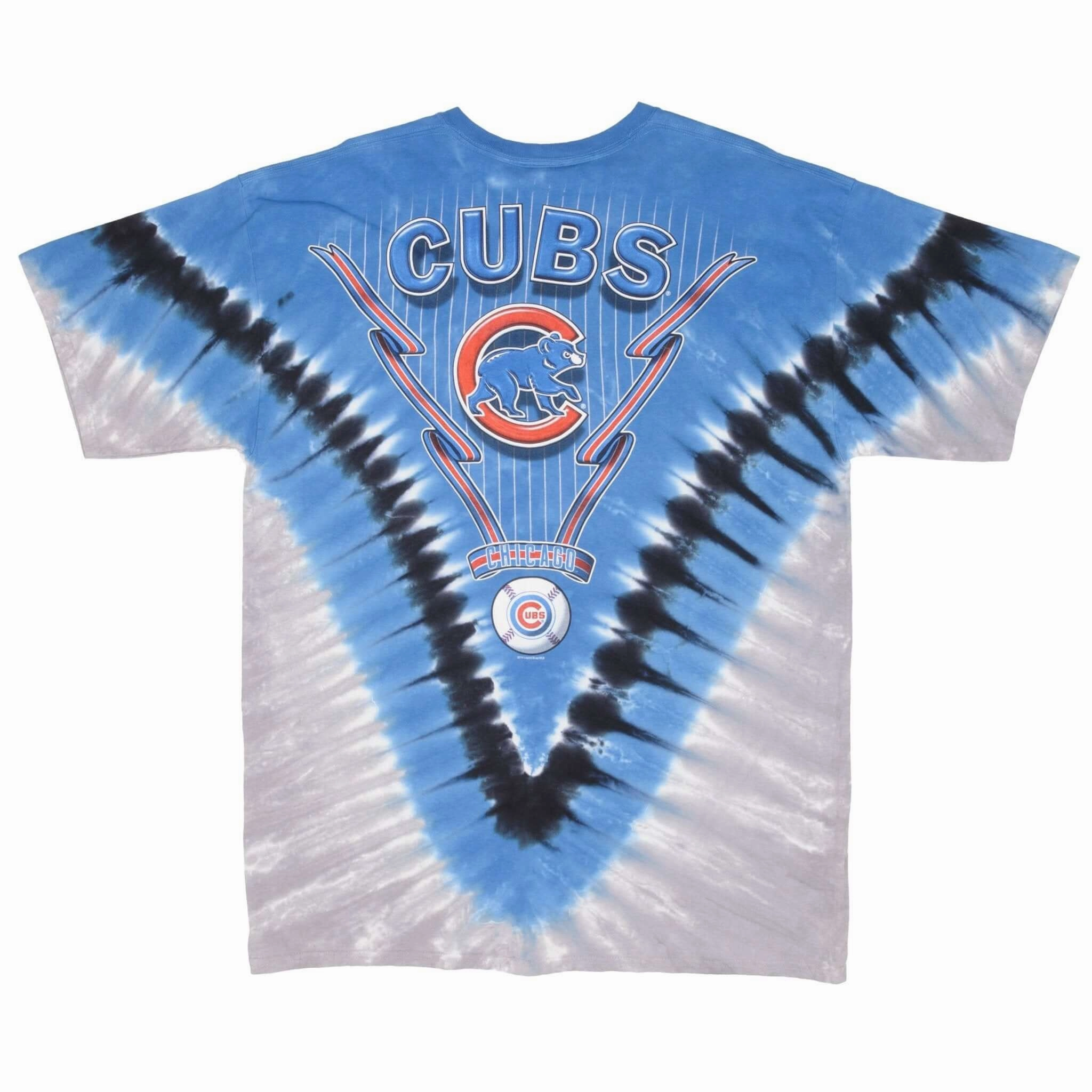 VINTAGE MLB TIE DYE CHICAGO CUBS LIQUID BLUE TEE SHIRT SIZE XL