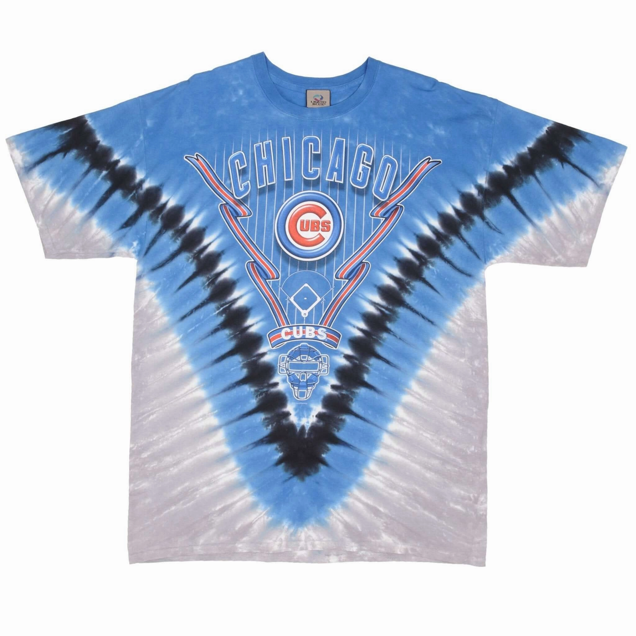 VINTAGE MLB TIE DYE CHICAGO CUBS LIQUID BLUE TEE SHIRT SIZE XL