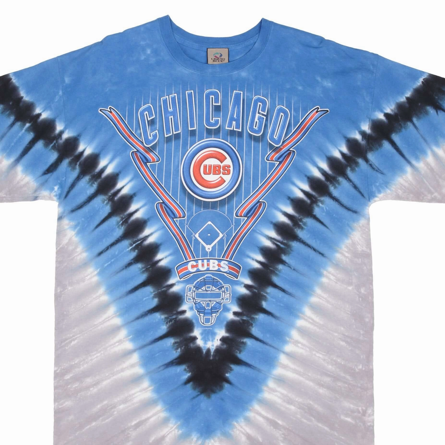 VINTAGE MLB TIE DYE CHICAGO CUBS LIQUID BLUE TEE SHIRT SIZE XL