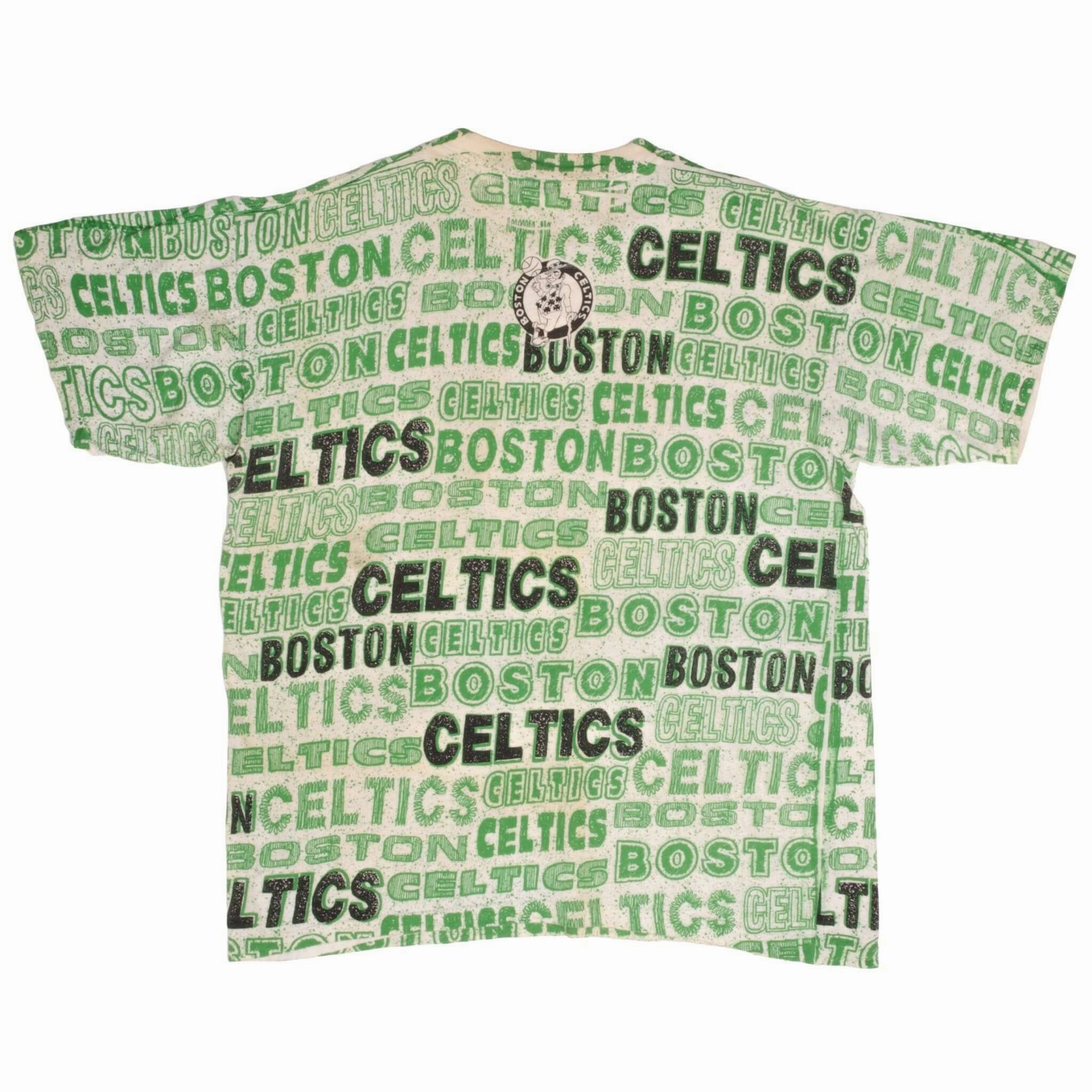 VINTAGE NBA ALL OVER PRINT BOSTON CELTICS 1992 TEE SHIRT SIZE XL
