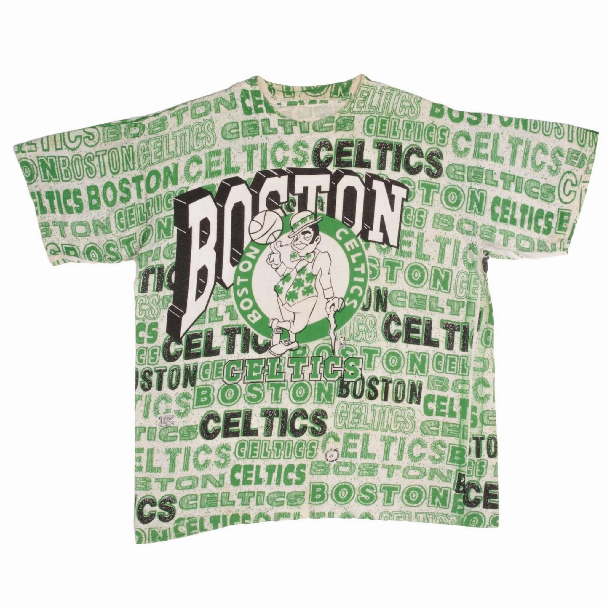 VINTAGE NBA ALL OVER PRINT BOSTON CELTICS 1992 TEE SHIRT SIZE XL
