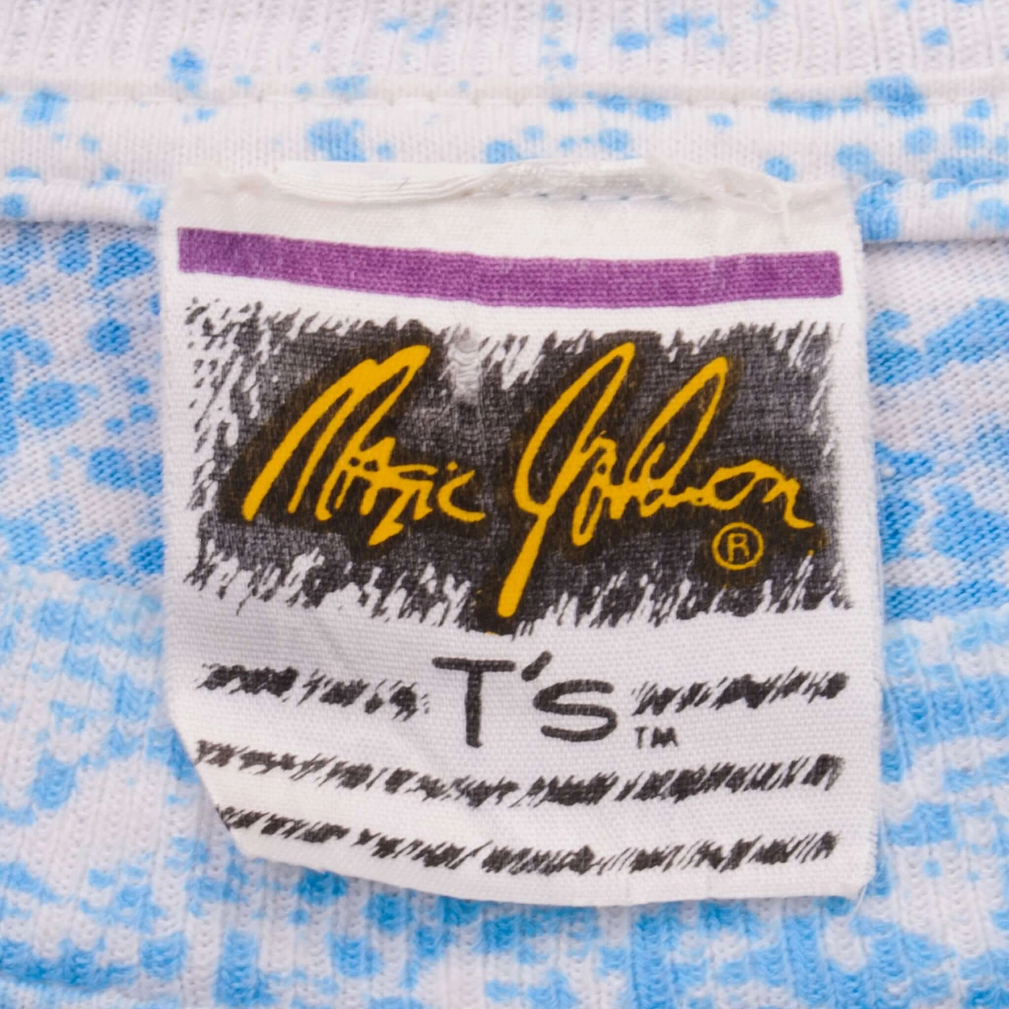 VINTAGE NBA ALL OVER PRINT MAGIC JOHNSON LOS ANGELES LAKERS TEE SHIRT 1990S  XL