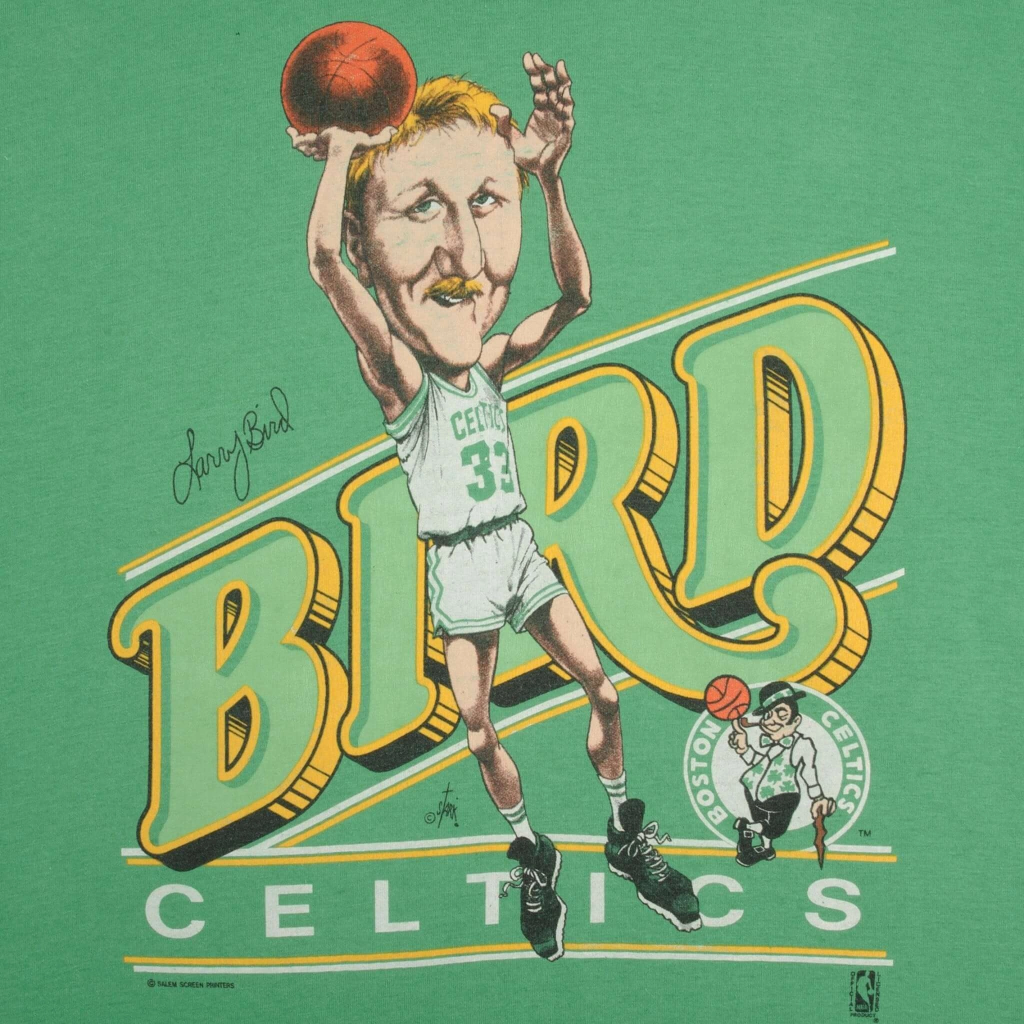 VINTAGE NBA BOSTON CELTICS LARRY BIRD 1980S TEE SHIRT SIZE LARGE MADE IN USA